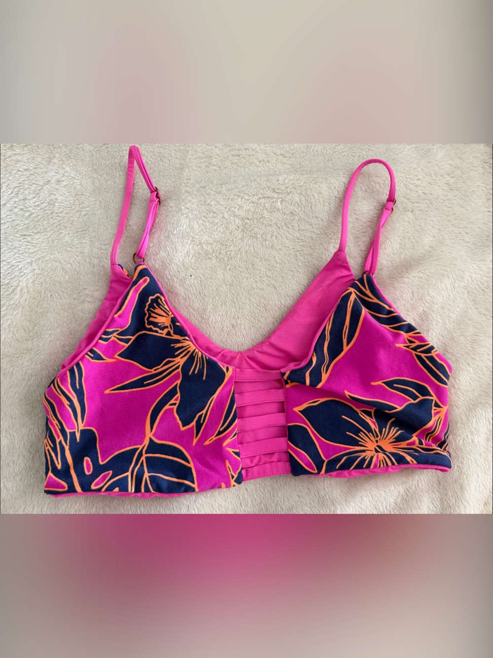 Women Hot Pink Floral Swimsuit top soft and fitting